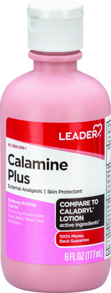 LEADER Calamine Anti-Itch Lotion, Medicated External Analgesic Skin Protectant Lotion for Fast-Acting Itch Relief, Poison Ivy, Insect Bites, Chicken Pox (1, Pink)