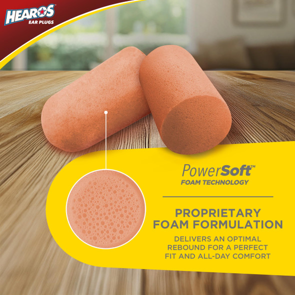 HEAROS Ultimate Softness Series Noise Cancelling Disposable Foam Earplugs NRR 32 Hearing Protection (20 Pair)