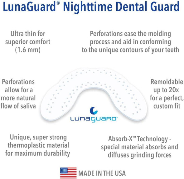 LunaGuard Nighttime Dental Guard  Comfortable Mouth Guard for Bruxism - Custom Fitted Protection for Teeth Grinding and Jaw Clenching Plus Storage Case