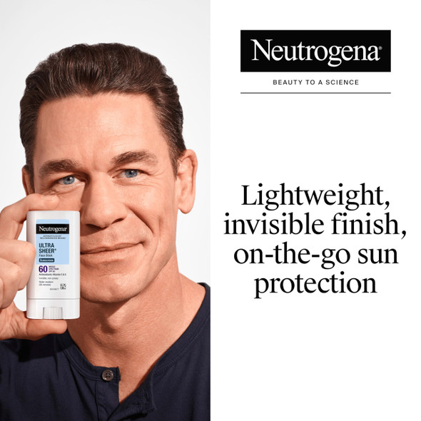 Neutrogena Ultra Sheer Face Sunscreen Stick SPF 60, Sensitive Skin Care, Mess-Free Broad Spectrum Sun Protection, Water Resistant Travel Size Sunscreen for Face, Oxybenzone-Free, .47 oz
