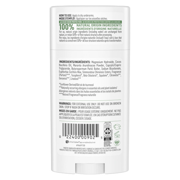 Schmidt's Aluminum-Free Vegan Deodorant Fresh Cucumber for Women and Men, with 24 Hour Odor Protection, Natural Ingredients, Cruelty-Free, 2.65 oz