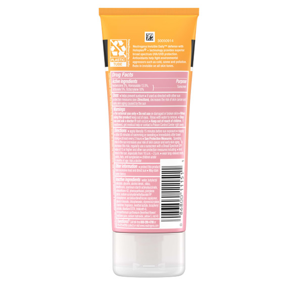 Neutrogena Invisible Daily Sunscreen Lotion, Broad Spectrum SPF 60+, Oxybenzone-Free & Water-Resistant, Sun or Environmental Aggressor Protection, Antioxidant, 3 Fl Oz (Pack of 1)