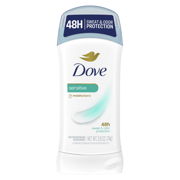 Dove Invisible Solid Antiperspirant Deodorant Stick for Women, Sensitive, For All Day Underarm Sweat & Odor Protection 2.6 oz