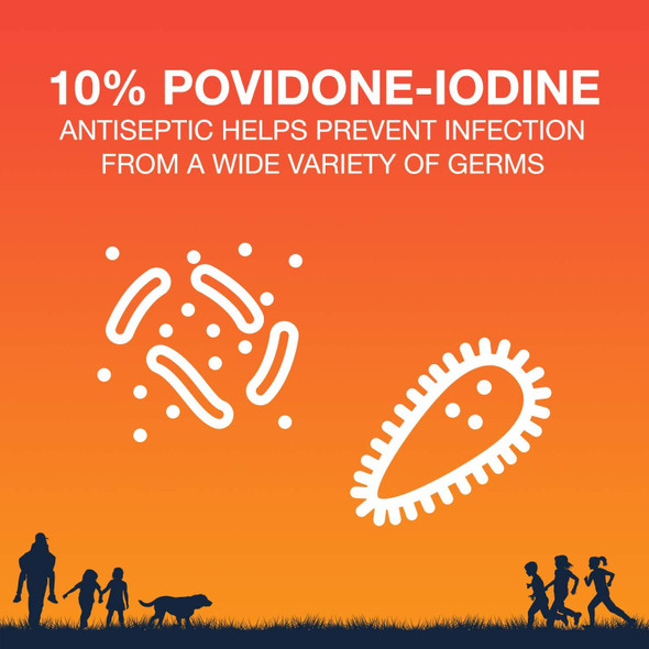 Betadine Antiseptic First Aid Solution, Povidone-iodine 10%, Infection Protection, Kills Germs In Minor Cuts Scrapes And Burns, No Sting Promise, No Alcohol or Hydrogen Peroxide, 8 FL OZ