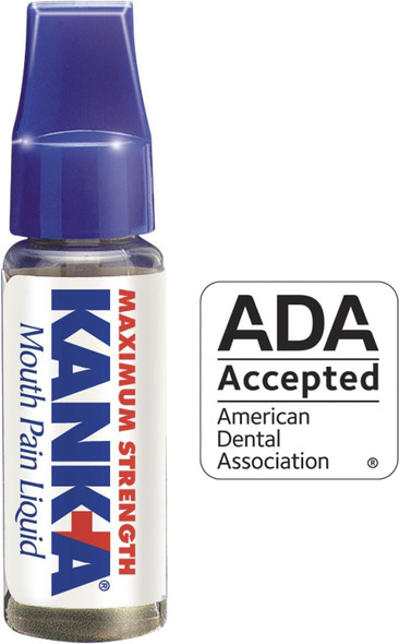 Kank-A Mouth Pain Liquid, Maximum Strength, 0.33 Fl Oz, Canker Sore Medicine, Includes Applicator, Forms Protective Coating for Mouth Sores, Maximum Pain Relief, 1 Pack