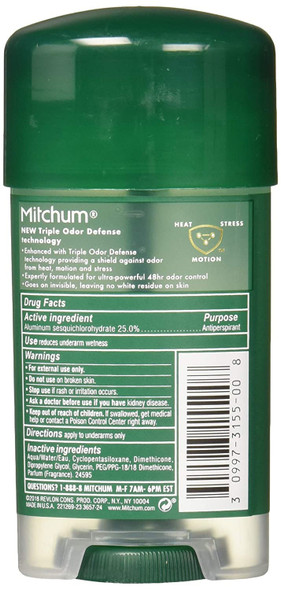 Mitchum Mens Triple Odor Protection Antiperspirant & Deodorant Gel, Unscented, 48HR Protection, 2.25 oz