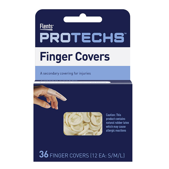 Flents First Aid Finger Cots, Protect Finger During Healing, Cover Cuts & Injuries, Durable & Comfortable Barrier Gloves for Wound Care and Hygiene, Disposable, Latex, 36 Count