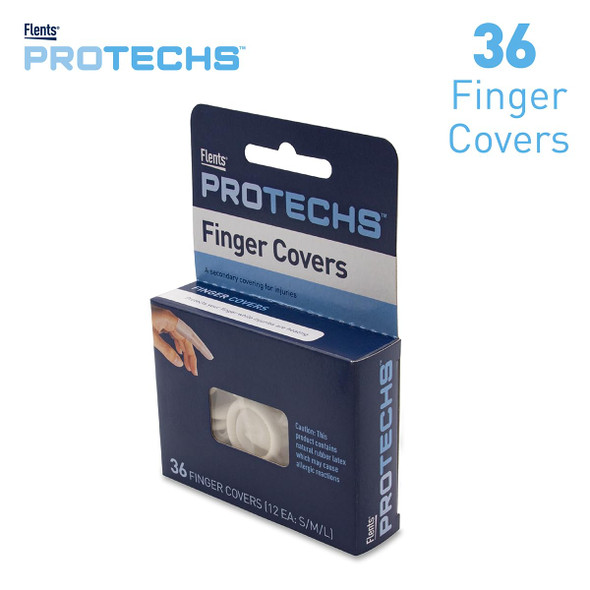 Flents First Aid Finger Cots, Protect Finger During Healing, Cover Cuts & Injuries, Durable & Comfortable Barrier Gloves for Wound Care and Hygiene, Disposable, Latex, 36 Count