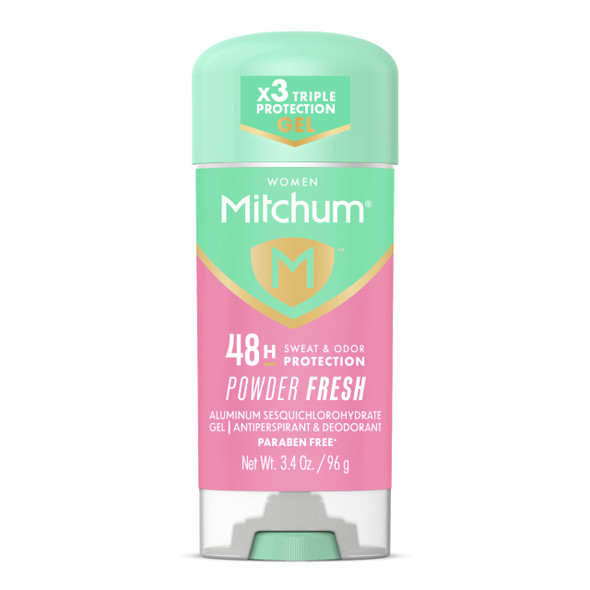 Mitchum Womens Antiperspirant Deodorant Gel Stick, Powder Fresh Scent, 48HR Sweat & Odor Protection, Triple Odor Defense, Alcohol-Free, 3.4 oz