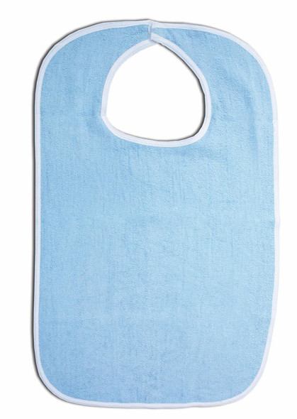 Essential Medical Supply Reusable Clothing Protector and Bib - Terrycloth Front and Waterproof Back for Continual Use, Machine Washable, Blue, 18 Inch X 30 Inch