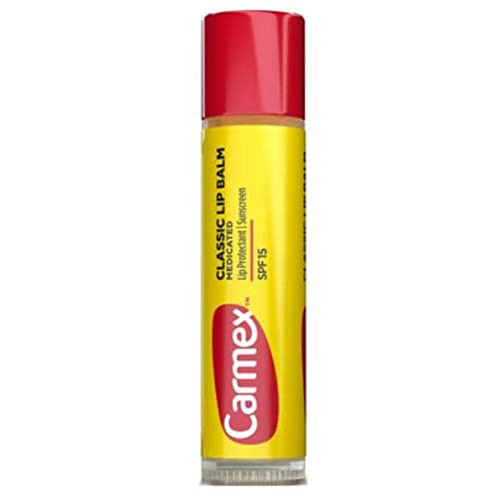 Carmex Classic Lip Balm, Lip Protectant Sunscreen SPF 15, 0.15 oz (Pack of 12)