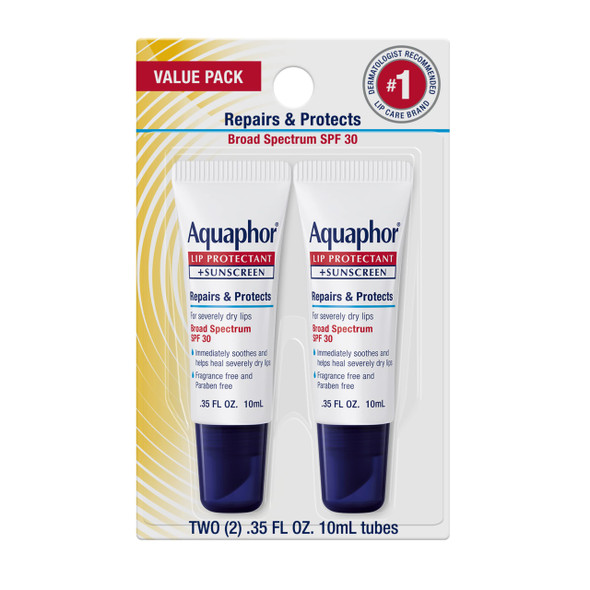 Aquaphor Lip Protectant - Broad Spectrum SPF 30 - Soothe Dry, Chapped Lips - .35 oz. Tube