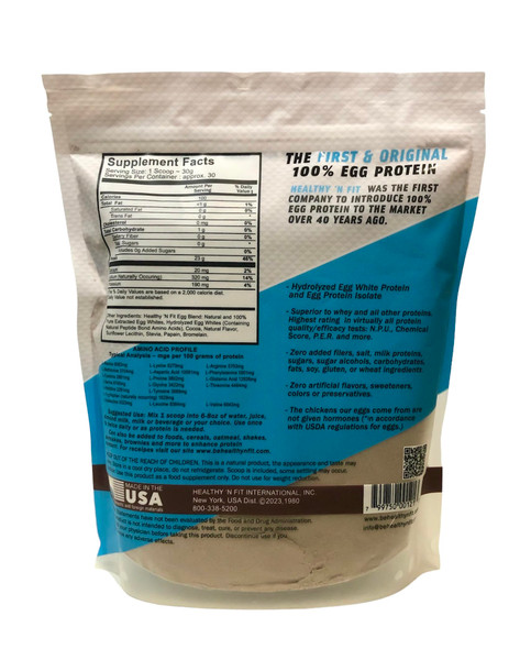 Healthy 'N Fit 100% Egg Protein -Chocolate 2lb, Lactose Free, Sugar Free, Naturally Sweetened