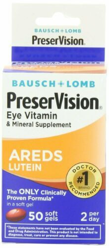 Bausch Lomb PreserVision Eye Vitamin Areds Lutein Mineral Supplement 50 Softgels