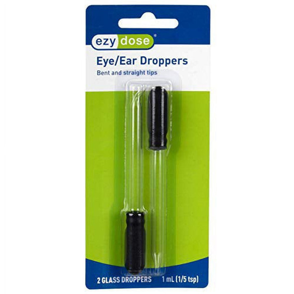 Ezy Dose Ear and Eye Medicine Dropper, For Liquid & Essential Oils, 1mL Capacity, Glass, Straight and Bent Tip, Made in the USA