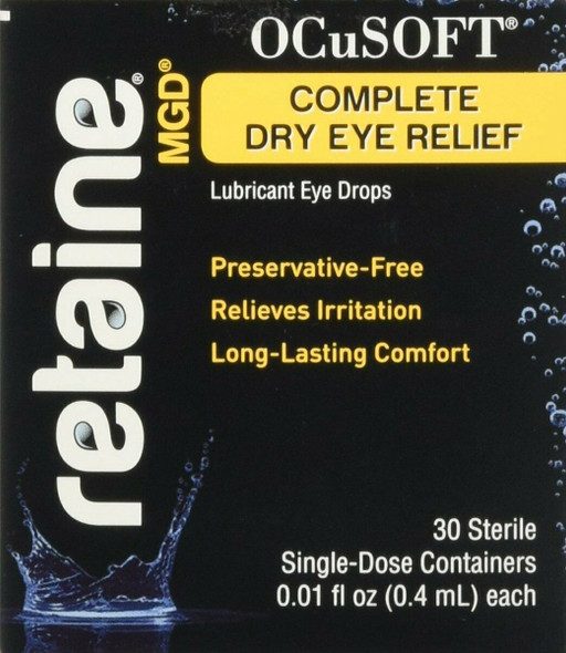 Ocusoft Retaine MGD Complete Dry Eye Relief Lubricant Eye Drops Sterile 30 Count