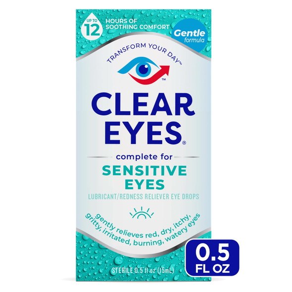 Clear Eyes Sensitive Soothing Comfort Sensitive Eye Drops up to 12 hrs  0.5 oz