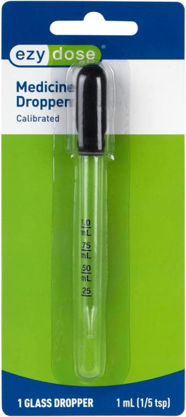 EZY DOSE Ear and Eye Medicine Dropper, 1mL Glass Liquid Dispenser with Straight & Bent Tips, BPA-Free Design for Precise Dosing, Ideal for Eye Drops, Ear Care, & Small Pets
