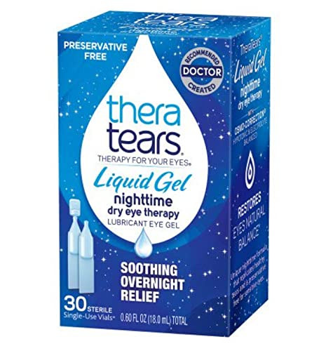 TheraTears Liquid Gel Nighttime Lubricating Eye Drops for Dry Eyes, Single-Use Vials, 30 Count