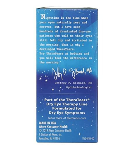 TheraTears Liquid Gel Nighttime Lubricating Eye Drops for Dry Eyes, Single-Use Vials, 30 Count