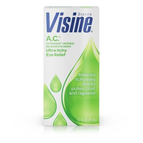 Visine AC Eye Drops Seasonal Itching Burning Redness Reliever Sterile 0.5 oz