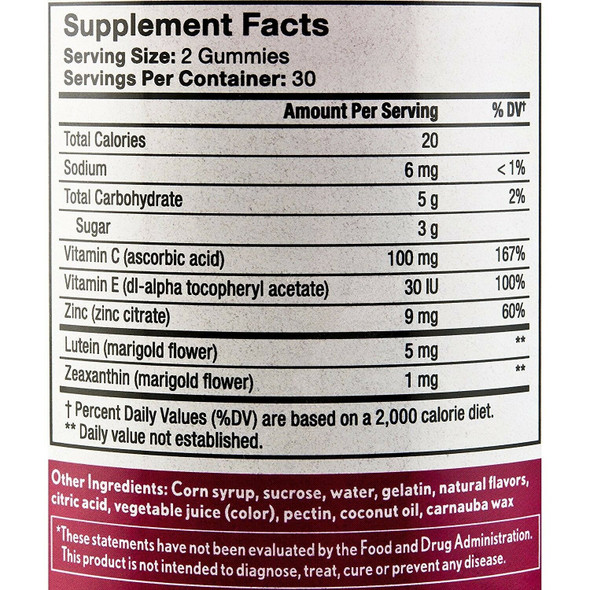 Bausch + Lomb Ocuvite Eye Vitamin & Mineral Supplement Adult Gummies 60 Count