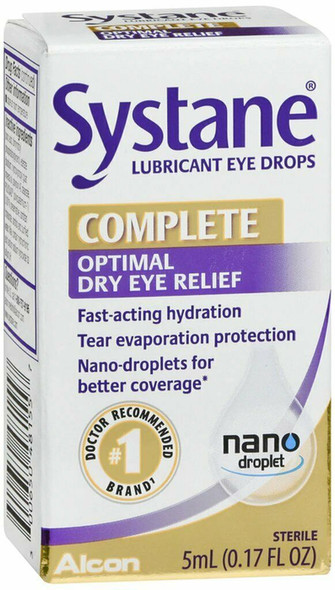 Systane Lubricant Eye Drops Complete Optimal Dry Eye Relief Fast-Acting 0.17 oz