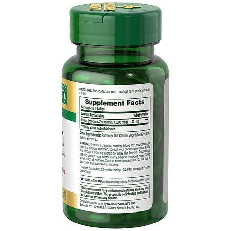 Nature's Bounty Lutein Pills, Eye Health Supplements and Vitamins, Support Vision Health, 40 mg, 30 Softgels