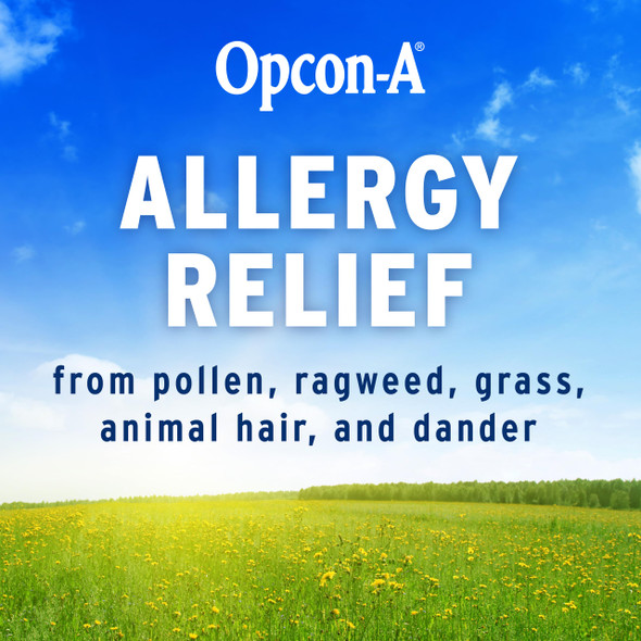 Opcon-A Allergy Eye Drops, Antihistamine and Redness Relief for Itchy, Red Eyes, Soothes Irritation from Pollen, Ragweed, Grass, Animal Hair and Dander Clinically Proven Formula, 0.5 Fl Oz (Pack of 2)