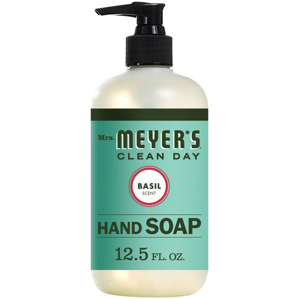 MRS. MEYER'S CLEAN DAY Liquid Hand Soap, Cruelty Free and Biodegradable Hand Wash Made with Essential Oils, Basil Scent, 12.5 oz - Pack of 6