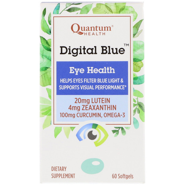 Quantum Health Digital Blue Eye Health 20mg Lutein Softgels Supplement 6 Count