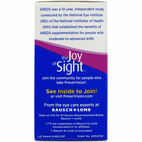 Bausch & Lomb AREDS Soft Gels Preservision Eye Vitamins and Minerals 120 Count
