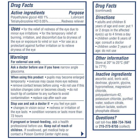Visine Red Eye Hydrating Comfort Redness Relief and Lubricant Eye Drops to Help Moisturize and Relieve Red Eyes Due to Minor Eye Irritations Fast .28oz