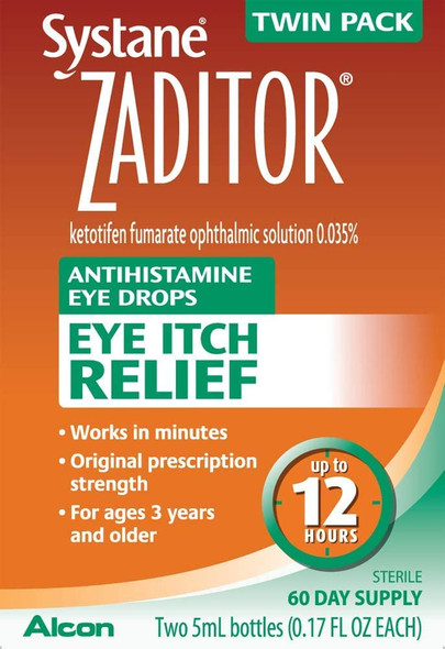 Zaditor Antihistamine Eye Drops Twin Pack (2 bottles - 0.17 fl oz each) 0.34 fl o by Zaditor