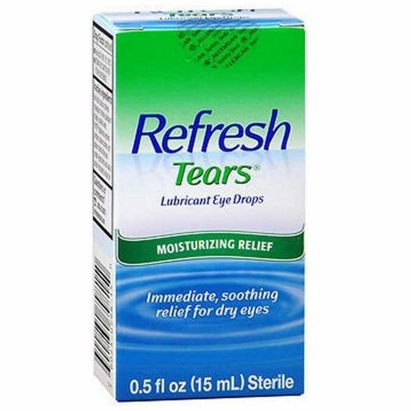 Refresh Tears Sterile Lubricant Moisture Eye Drops For Dry Eyes 0.5 Oz 2 Count