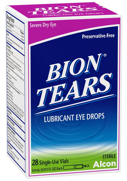 Bion Tears Lubricant Eye Drops by Alcon, 28 Single-Use Vials