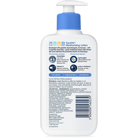 CeraVe Baby Moisturizing Lotion, 8 oz (Pack of 2)