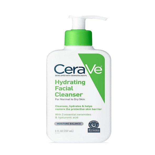 CeraVe Hydrating Facial Cleanser Moisturizer for Normal to Dry Skin 12 Oz 2 Pack