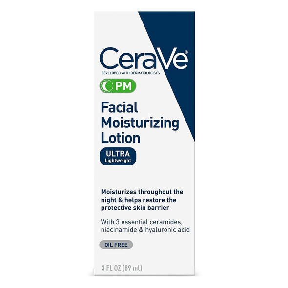 Cerave PM Facial Moisturizing Lotion Ultra Lightweight Moisturizer 3oz 3 Pack