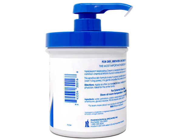 Vanicream Moisturizing Skin Cream with Pump Dispenser, 1 Pound