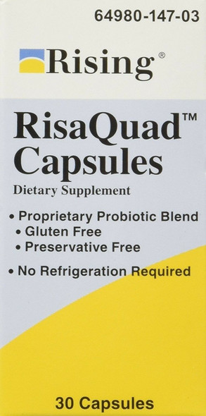 Rising Risaquad Probiotic Blend Dietary Supplement Gluten Free Capsules 30 ct