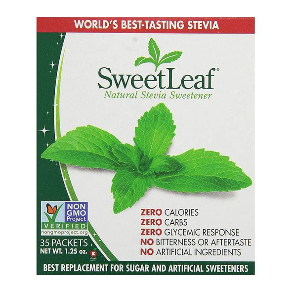 SweetLeaf Stevia Powder Packets - Zero Calorie Sweetener with Stevia Leaf Extract, No Artificial Sweetener Additive, Sugar Free, Keto Friendly, Non GMO, Gluten Free - 35 Packets (Pack of 1)