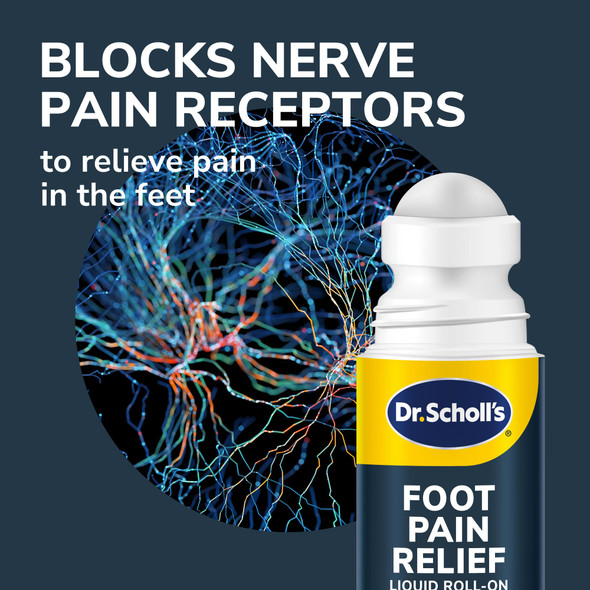 Dr. Scholl's Foot Pain Relief Liquid ROLL-ON, 3.0 oz // Clinically Tested 12-Hour Pain Relief - Penetrates Tough Nerve Pain - Works in 5 Minutes - Non-Greasy - with Lidocaine & Menthol