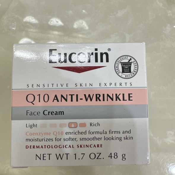 Eucerin Q10 Anti-Wrinkle Face Cream, Unscented Face Cream for Sensitive Skin, 1.7 Oz Jar