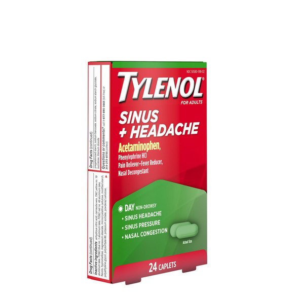 Tylenol, Sinus + Headache Caps, 24 Count