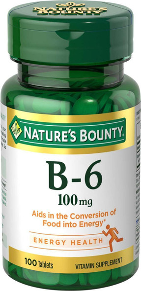 Nature's Bounty Vitamin B6 100mg Supplement Energy Health Support Tablets 100ct