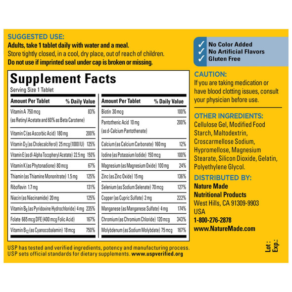 Nature Made Men's Multivitamin Tablets, 90 Count for Daily Nutritional Support