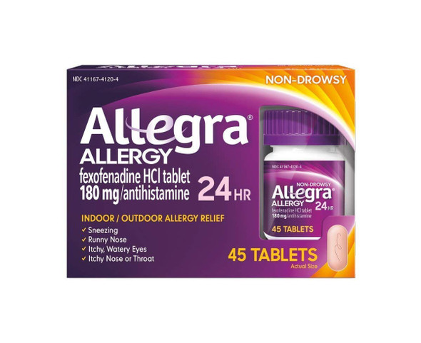 Allegra 24 Hour Indoor and Outdoor Allergy Relief Non-Drowsy Tablets 45 Count