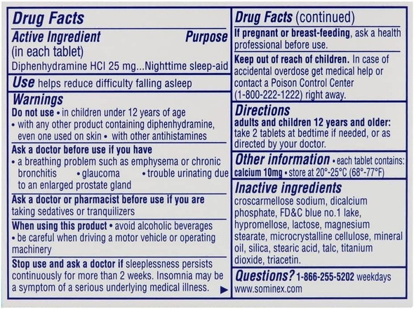 Sominex Night-Time Sleep Aid Tablets, Original Formula, 72-Count Boxes by Sominex