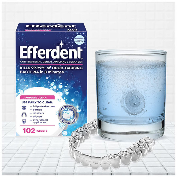 Efferdent Denture Cleanser Tablets, Complete Clean, 102 Tablets